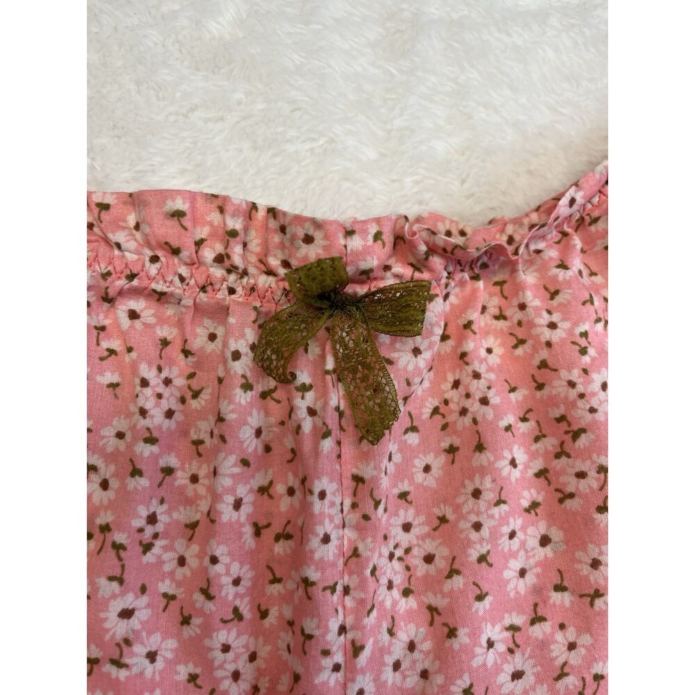 Victorias Secret Y2K Pajama Set Sz M Pink Ditsy Floral Babydoll Tank Capri Pant - Picture 10 of 15